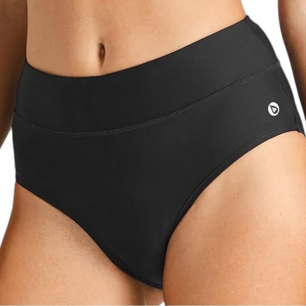 BALEAF womens black plus size 2XL high waist full coverage athletic swim bottom